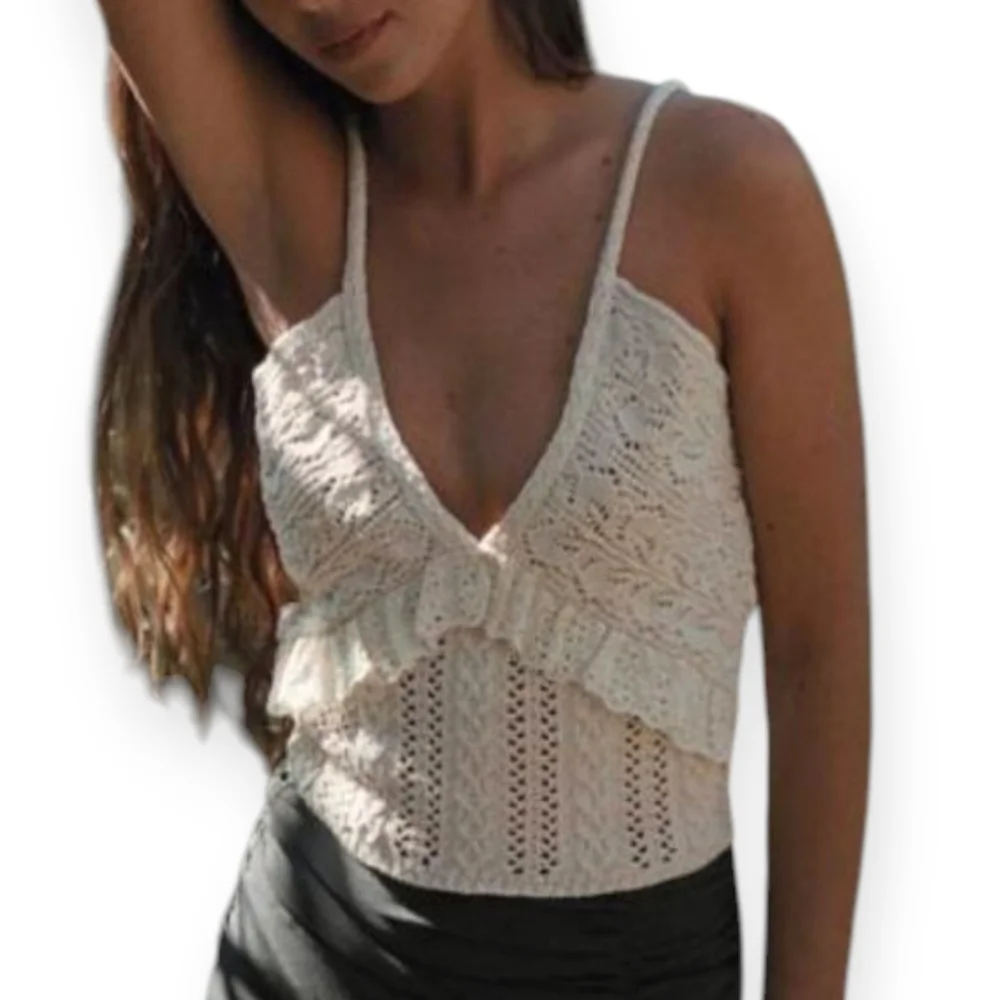 🌟Zara Cream Crochet Top | Sz M| - Picture 1 of 5